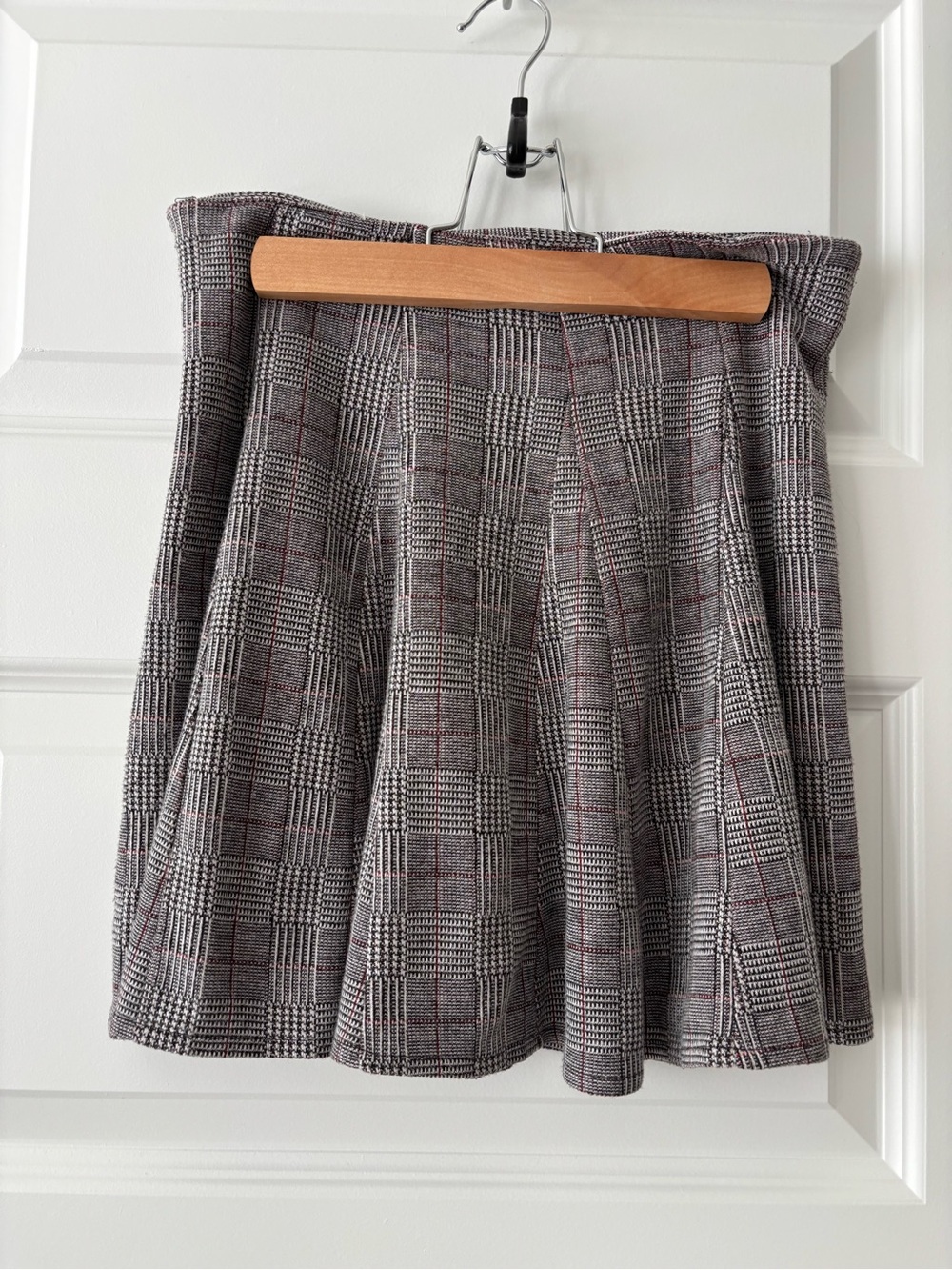 Plaid A-Line Mini Skirt in Gray
